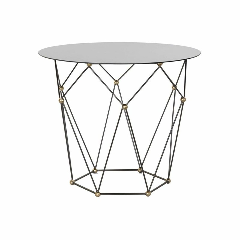 Mesa de apoio DKD Home Decor Preto Metal Cristal Dourado (70 x 70 x 60 cm)